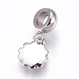 304 Stainless Steel European Dangle Charms, Large Hole Pendants, with Rhinestone, Flower