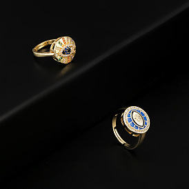 Stylish Devil Eye Copper Micro Inlaid Zircon Ring for Women - Streetwear Accessory