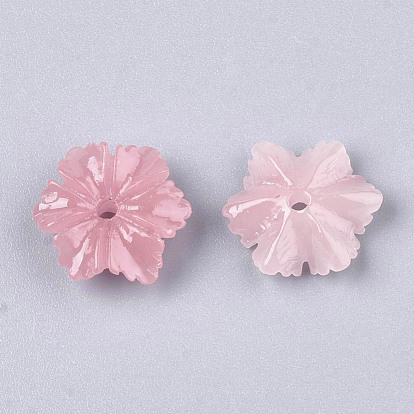 Perles de corail synthétiques, teint, fleur