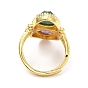Natural Amethyst & Gemstone Twist Rhombus Adjustable Ring, Real 18K Gold Plated Brass Wide Ring for Women, Cadmium Free & Lead Free