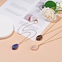 Natural Gemstone Teardrop with Tree Pendant Necklaces, Copper Wire Wrap Jewelry for Women