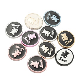 Opaque Resin Cabochons, Flat Round with Bear