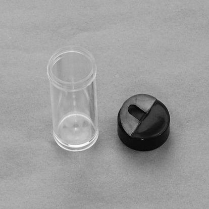 Contenants de perles en plastique avec couvercle noir, colonne, 2.4x5.6 cm