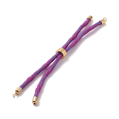 Pulseras de cordón de nylon, para la fabricación de pulseras con dijes de conector, con cierre de cremallera de latón dorado, larga duración plateado, sin plomo y cadmio