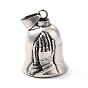 Tibetan Style 304 Stainless Steel Pendants, Guardian Bell Charm, Antique Silver, Praying Hands/Trinity Knot/Yin Yang Pattern