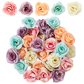 Gorgecraft 30Pcs 5 Colors Cloth Rose Flower, Artificial Flower Heads, for DIY Decorative Wreath Party Birthday Home Decoration