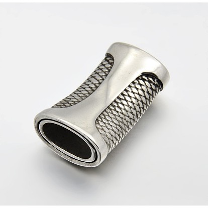 Smooth 304 Stainless Steel Rectangle Magnetic Clasps with Glue-in Ends, 29x18x9mm, Hole: 6x12mm