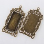 DIY Pendant Making, Tibetan Style Alloy Pendant Cabochon Bezel Settings, with Glass Rectangle Cabochons, Nickel Free