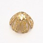 6-Petal Brass Bead Caps, Long-Lasting Plated, Flower, 13x7mm, Hole: 1mm