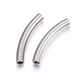 304 Stainless Steel European Tube Beads, Curved Tube Noodle Beads, Curved Tube