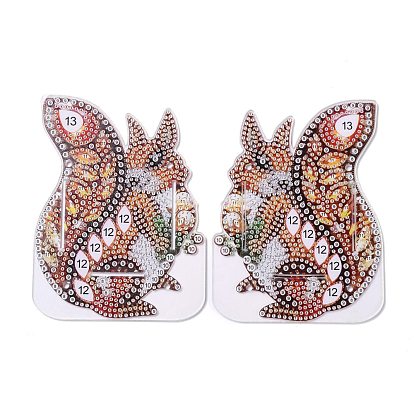 5D DIY Squirrel Pattern Animal Diamond Painting Pencil Cup Holder Ornaments Kits, with Resin Rhinestones, Sticky Pen, Tray Plate, Glue Clay and Acrylic Plate