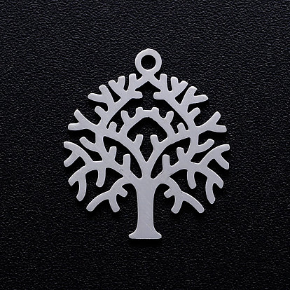 201 Stainless Steel Filigree Pendants, Tree of Life