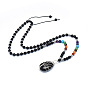 Чакра ювелирные изделия йога, Натуральные и синтетические смешанные каменные подвесные ожерелья, с латунной фурнитурой , слезинка с дерева