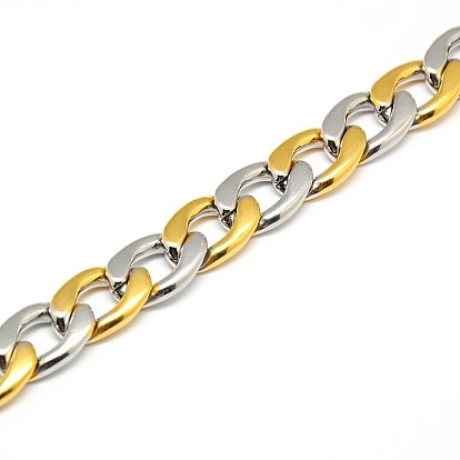 304 Stainless Steel Curb Chain/Twisted Chain Necklaces, with Lobster Claw Clasps, 23 inch~25 inch(584~635mm), 12mm