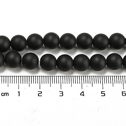 Dépoli agate noire naturelle perles rondes brins, teints et chauffée