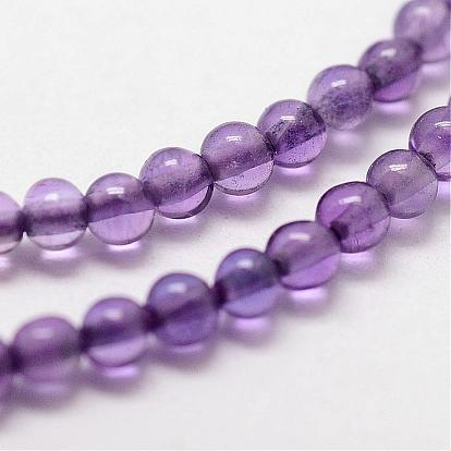 Natural Amethyst Beads Strands, Grade A, Round
