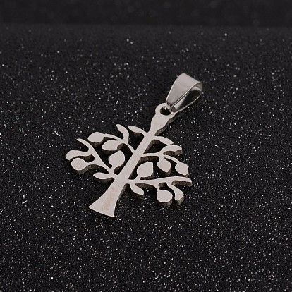 Tree of Life 201 Stainless Steel Pendants, 30x26x1.5mm, Hole: 4x9mm