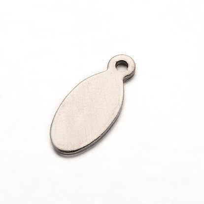 304 pendentifs d'étiquettes vierges en acier inoxydable, charmes ovales, 16x7x1mm, Trou: 1.5mm