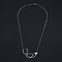 201 Stainless Steel Pendant Necklaces, with Cable Chains and Lobster Claw Clasps, Stethoscope