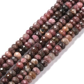Natural Rhodonite Beads Strands, Faceted, Rondelle