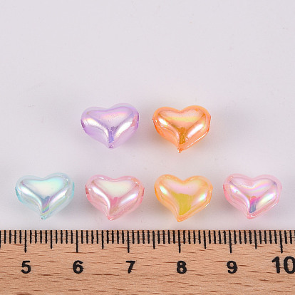 Perles acryliques de gelée d'imitation , de couleur plaquée ab , cœur