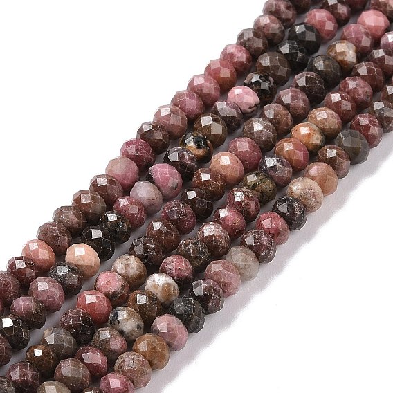 Perlas naturales rhodonite hebras, facetados, Rondana plana