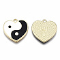 Crémaillère placage pendentifs en émail d'alliage, sans cadmium et sans plomb, coeur avec yin yang, or et de lumière
