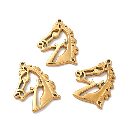 Ion Plating(IP) 304 Stainless Steel Pendants, Horse Charm