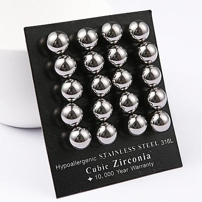 304 Stainless Steel Ball Stud Earrings