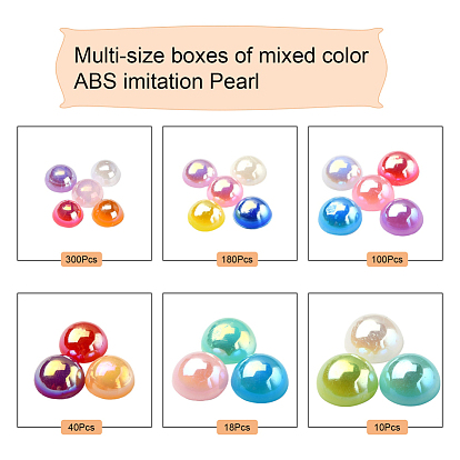 Cabochons en perles d'imitation de style ABS, de couleur plaquée ab , dôme / demi-rond