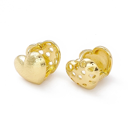 Rack Plating Brass Heart Hoop Earrings for Women