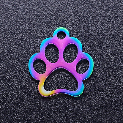 Revestimiento de iones (ip) 201 amuletos para mascotas de acero inoxidable, pata de perro