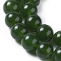 Natural White Jade Beads Strands, Dyed, Imitation TaiWan Jade, Round