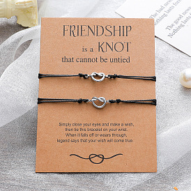 Bracelet à nœuds à la mode en acier inoxydable serti d'une carte pour les meilleurs amis (pièces)