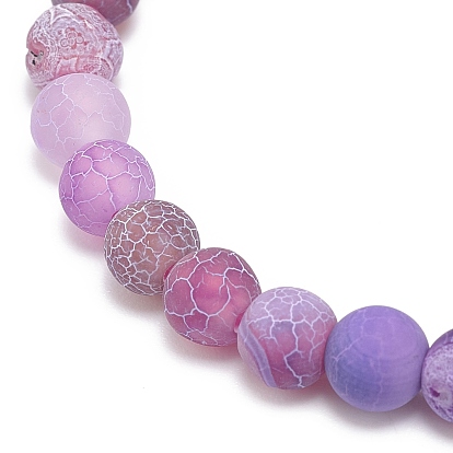 6 pcs 6 ensemble de bracelets extensibles perlés à tête de bouddha ronde et en alliage de couleur naturelle agate patinée (teinte), bracelets empilables de pierres précieuses pour femmes