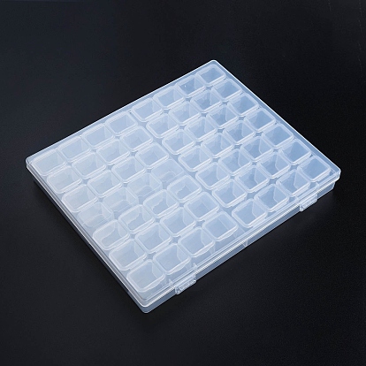 Rectangle Polypropylene(PP) Bead Storage Containers, with Hinged Lid and 56 Grids, Each Row Has 4 Grids, for Jewelry Small Accessories