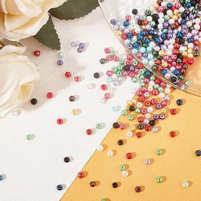 15 perles de couleur perle de verre, teint, ronde