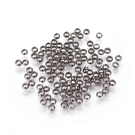 Brass Crimp Beads, Rondelle, 2x3mm, Hole: 2mm