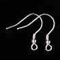 925 Sterling Silver Earring Hooks, 19mm, Hole: 2mm, 22 Gauge, Pin: 0.6mm