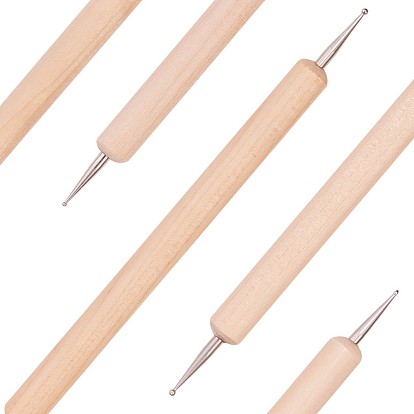 Двойные различные инструменты для ногтей для ногтей, uv гель для ногтей, деревянная ручка и ручка из нержавеющей стали