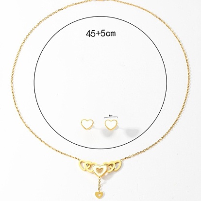 Ensemble de bijoux en acier inoxydable doré, pendentif colliers et boucles d'oreilles
