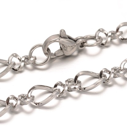 304 Stainless Steel Figaro Chain Bracelets, with Lobster Clasps, 205x5x2mm