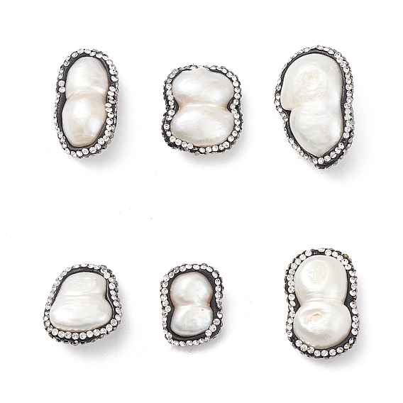Pépites de perles naturelles perles, avec argile polymère strass