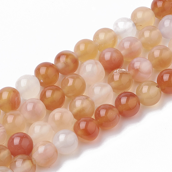 Perles naturelles cornaline brins, teint, ronde