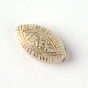 Perles acryliques cheval de placage de l'oeil, métal doré enlaça, 14x8x4.5mm, trou: 1.5 mm, environ 137 pcs / 500 g