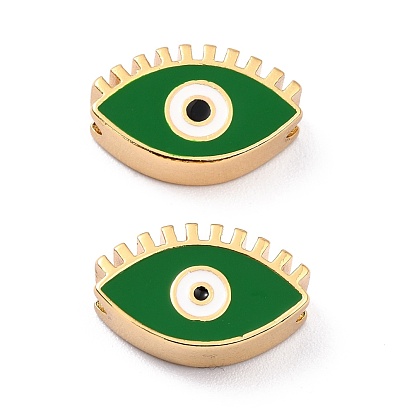 Real 18K Gold Plated Brass Beads, with Enamel, Long-Lasting Plated, Horse Eye