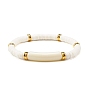 Curved Tube Acrylic Beads Stretch Bracelet for Teen Girl Women, Disc Polymer Clay Beads Bracelet, Golden