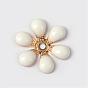 Flower Brass Enamel Beads, Golden, 16x18x2mm, Hole: 2mm