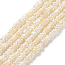 Natural Keshi Pearl Beads Strands, Cultured Freshwater Pearl, Grade 2A+, Rondelle, Baroque Pearls