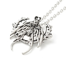 Alloy Skull Moth Pendant Necklace, Gothic Jewelry for Men Women